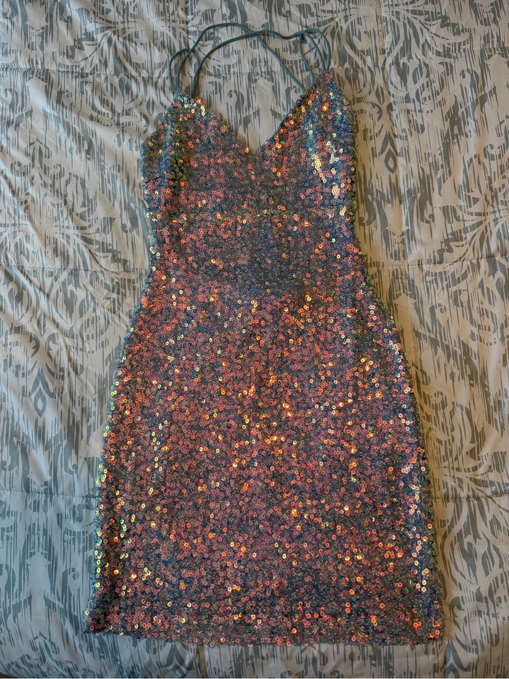 Iridescent Sequin Dress - Blue/Pink Multicolor